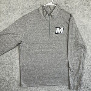 Monmouth Hawks Shirt Polo Mens XL Gray Quarter Zip Long Sleeve League 91 Repreve